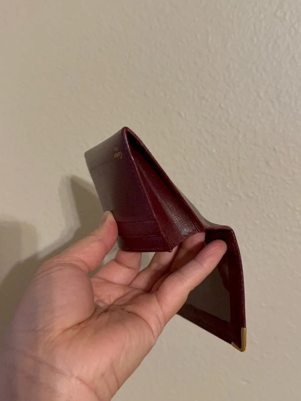 Vintage Must de Cartier Burgundy Leather Card and ID Holder